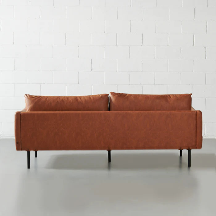 MAPLETON - Brown Vegan Leather 3-Seater Sofa