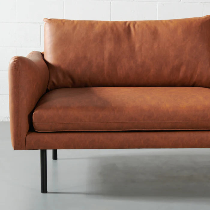 MAPLETON - Brown Vegan Leather 3-Seater Sofa