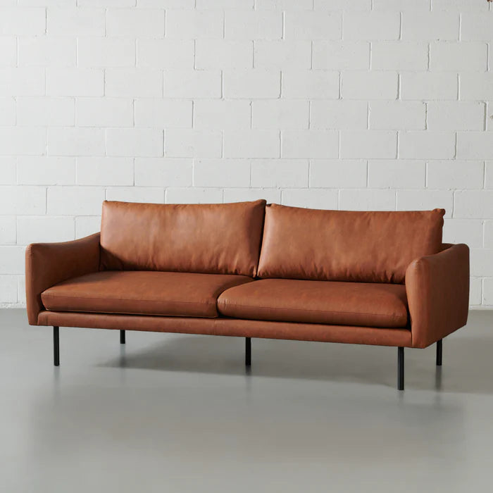 MAPLETON - Brown Vegan Leather 3-Seater Sofa