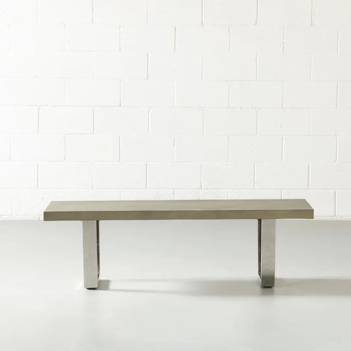 VERONA - Grey Concrete Bench with U Chrome Legs