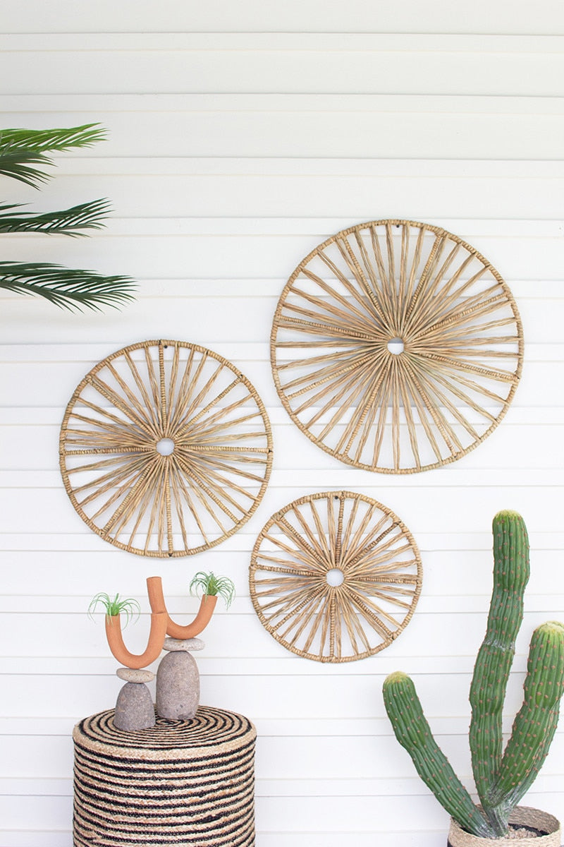 Set of 3 Spoked Seagrass Wall Art