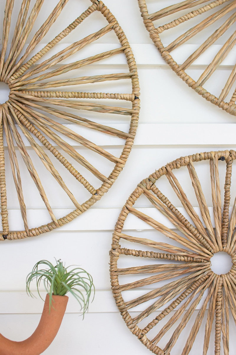 Set of 3 Spoked Seagrass Wall Art