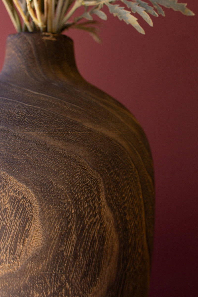 Set of 3 Wooden Vases with Walnut Finish