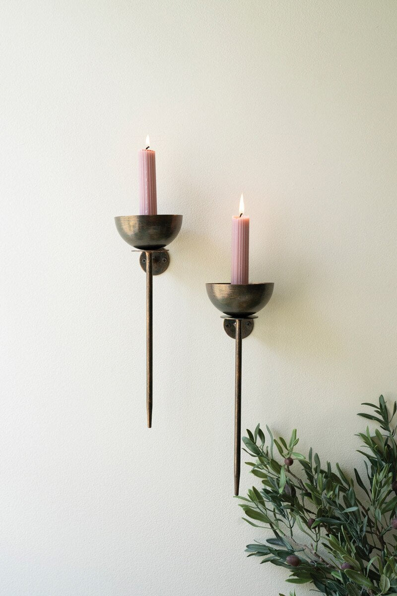 Set of 2 Metal Wall Taper Candle Holders