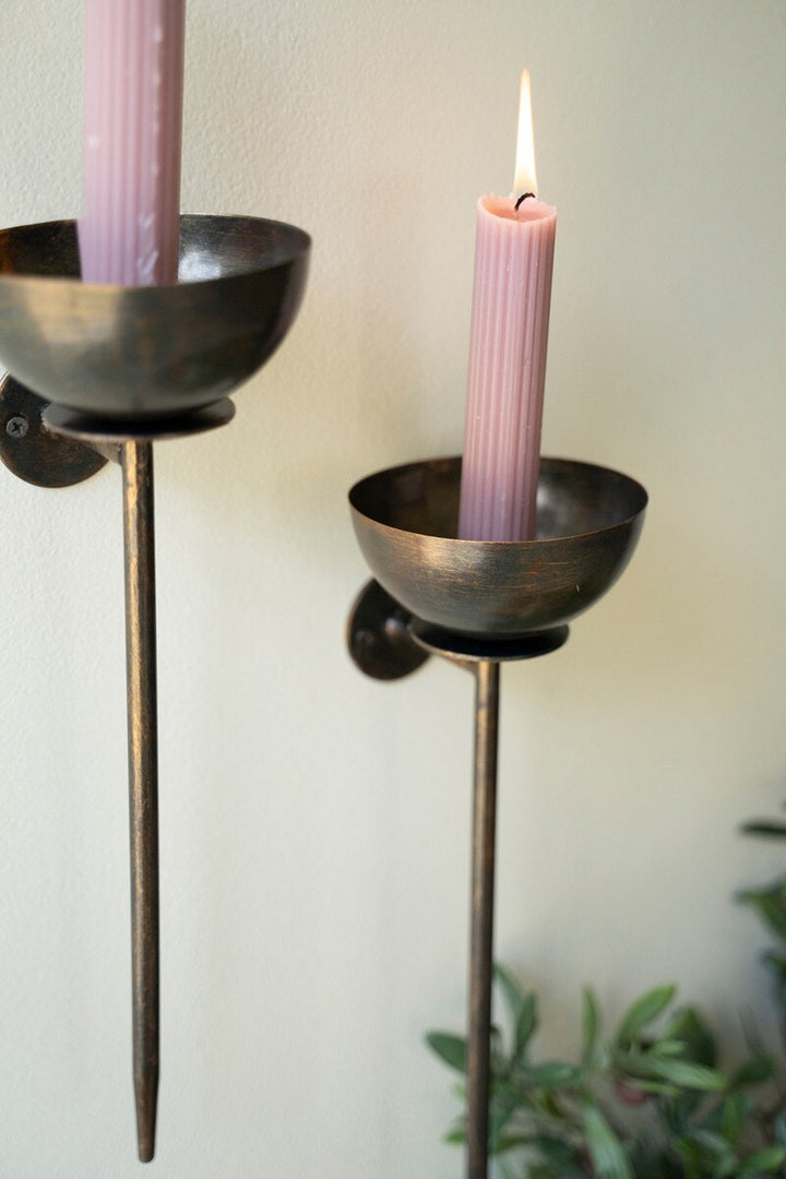 Set of 2 Metal Wall Taper Candle Holders