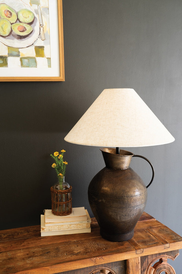 Metal Pitcher Table Lamp with Fabric Shade