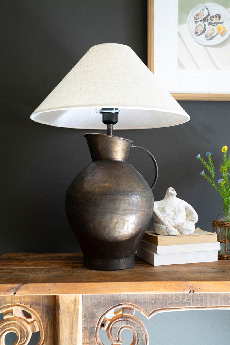 Metal Pitcher Table Lamp with Fabric Shade