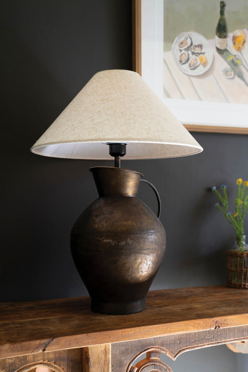 Metal Pitcher Table Lamp with Fabric Shade