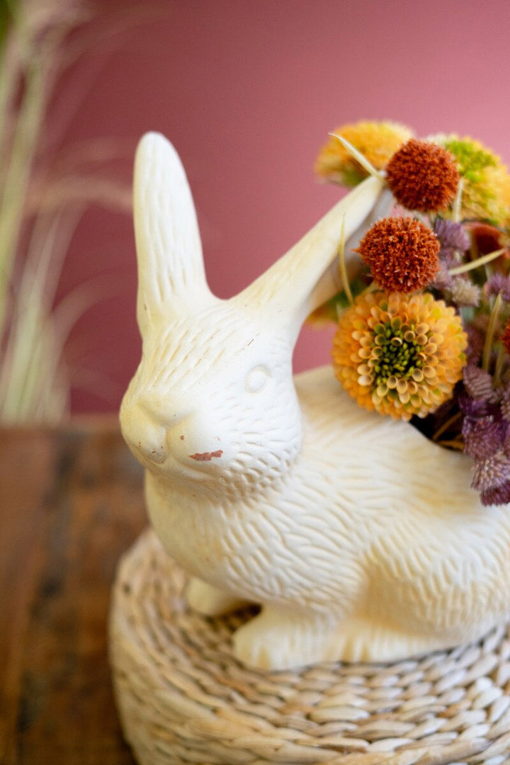 White Terracotta Rabbit Planter