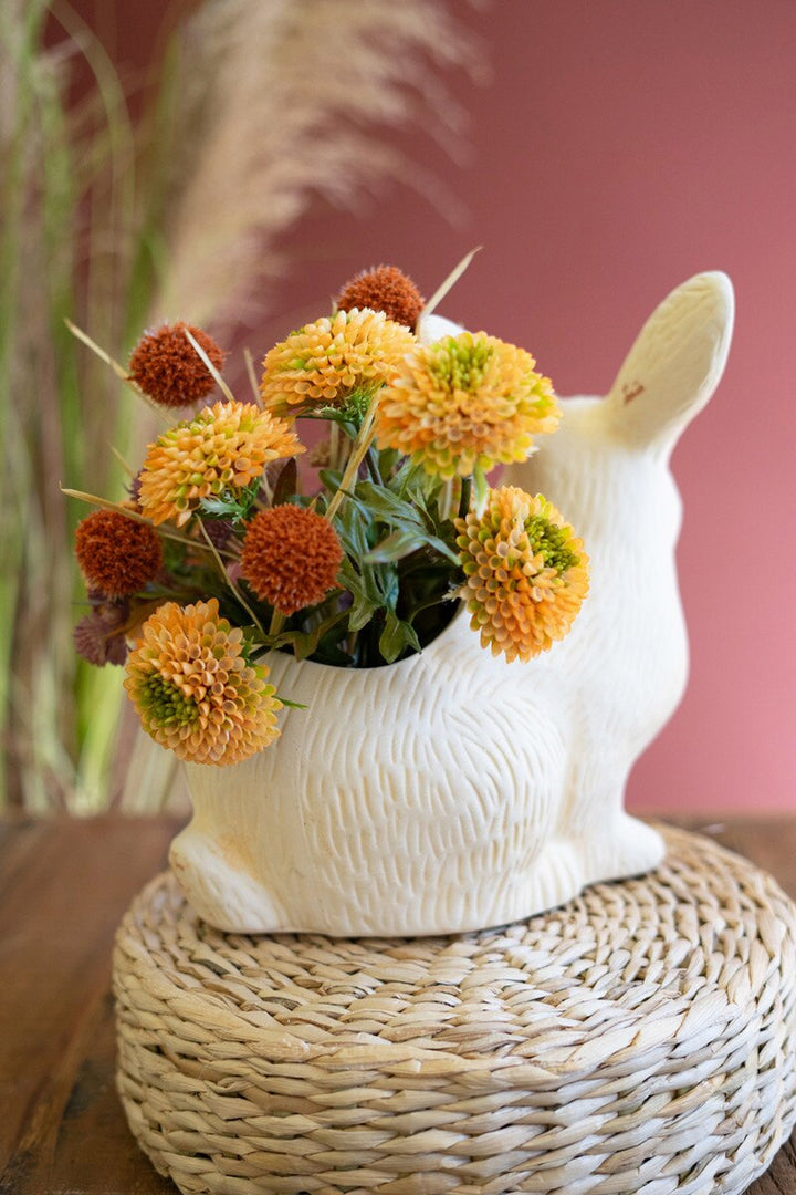 White Terracotta Rabbit Planter