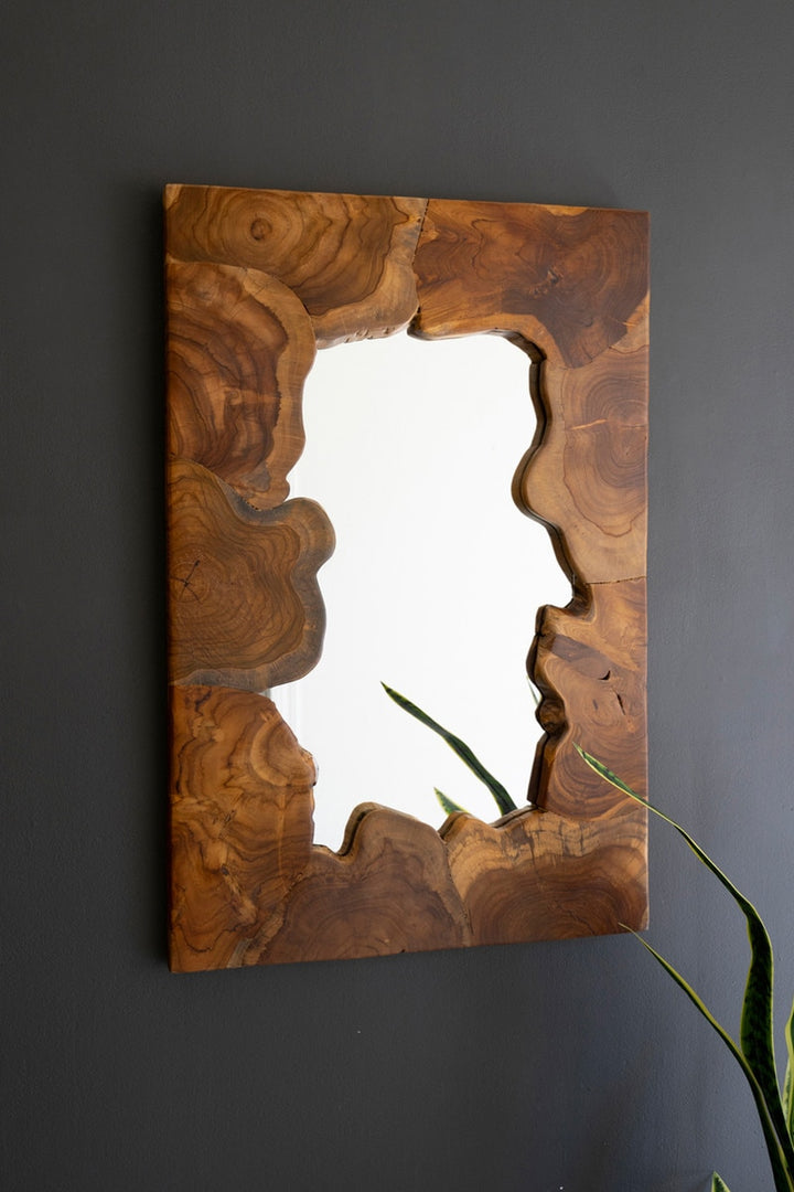 Live Edge Teakwood Framed Puzzle Mirror