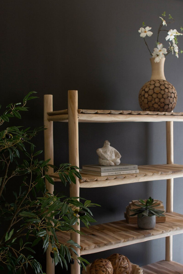 Five-Tiered Split Teakwood Display with Five Shelves