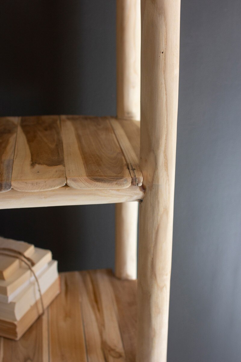 Five-Tiered Split Teakwood Display with Five Shelves