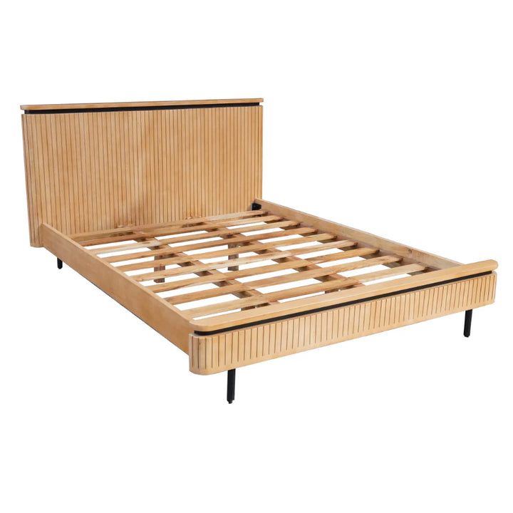 COPENHAGEN - Fluted Solid Mango Wood Bed