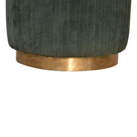 Emerald Green Cotton Velvet Pleated Footstool with Gold Base