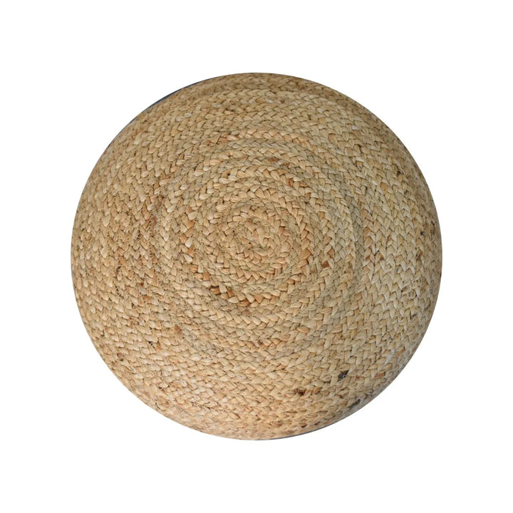 Jute Pouffe with Brown Band