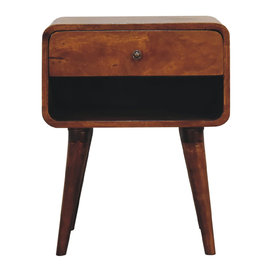 Curve Open Slot Chestnut Bedside