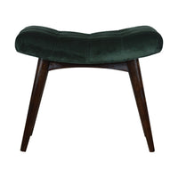 Emerald Velvet Curve Bench