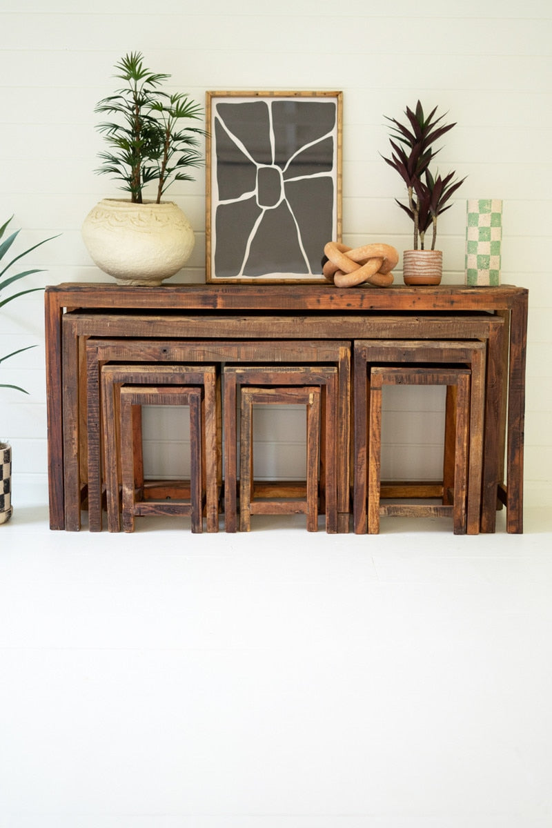 Set of 4 Recycled Wood Nesting Rectangle Risers