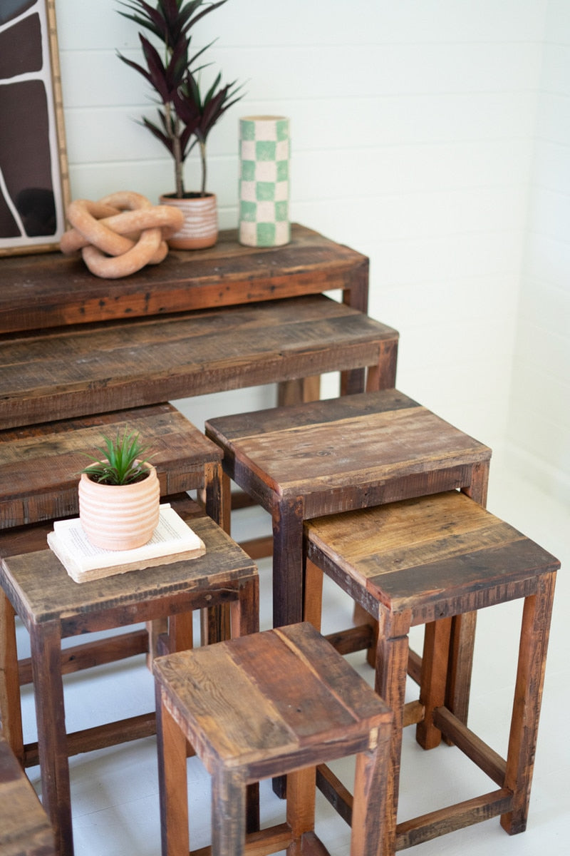 Set of 4 Recycled Wood Nesting Rectangle Risers