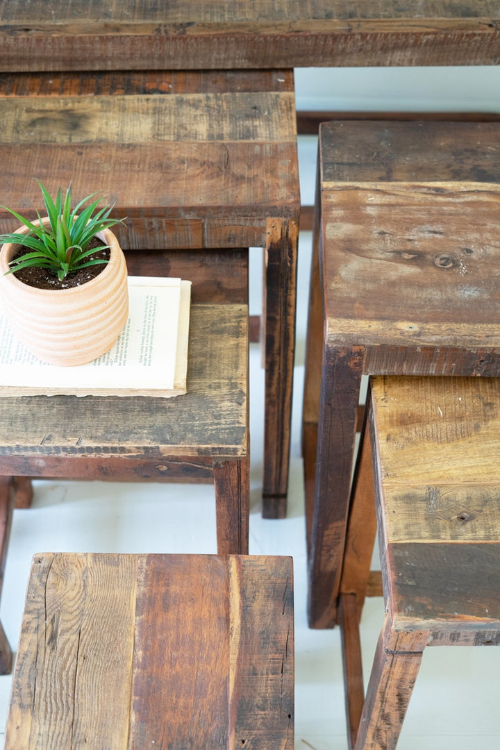 Set of 4 Recycled Wood Nesting Rectangle Risers