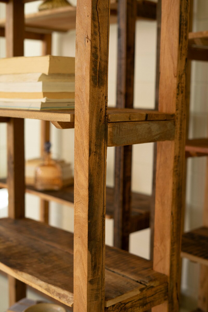 Set of 3 Recycled Wood Shelving Units