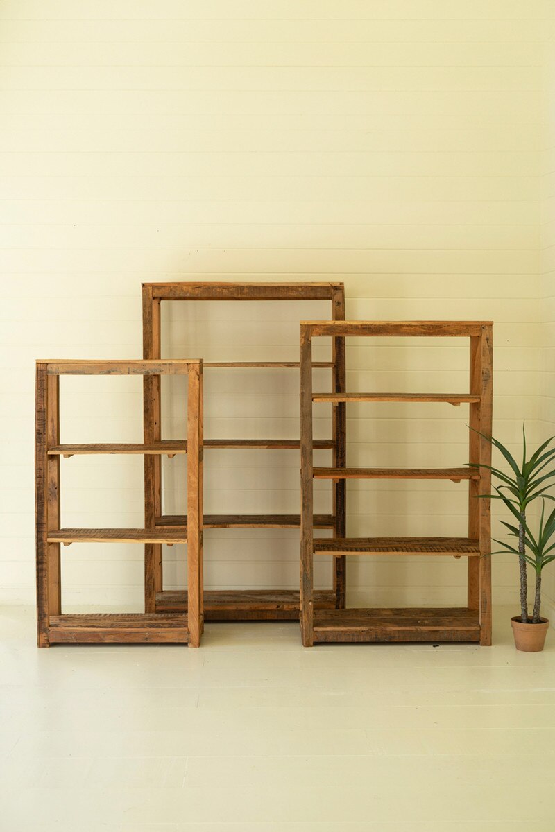 Set of 3 Recycled Wood Shelving Units