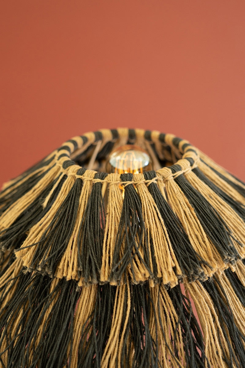 Wooden Dog Table Lamp with Fabric Shade