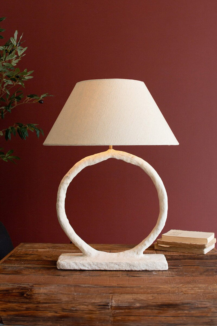 Circle Paper Mache Table Lamp