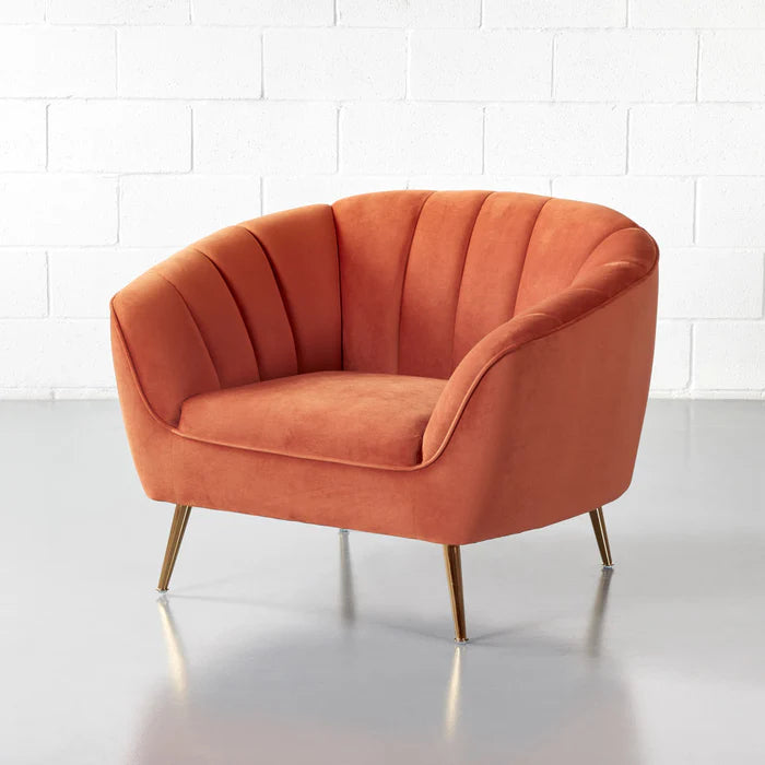 AUDREY - Burnt Orange Velvet Chair