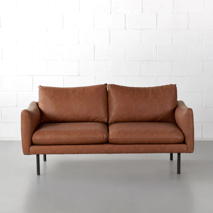 MAPLETON - Brown Vegan Leather 2-Seater Sofa