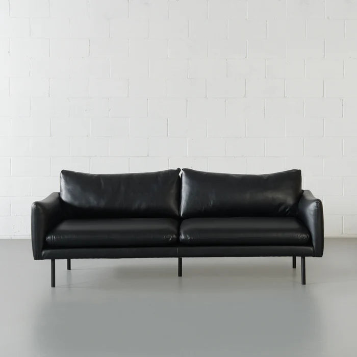 MAPLETON - Black Vegan Leather 3-Seater Sofa