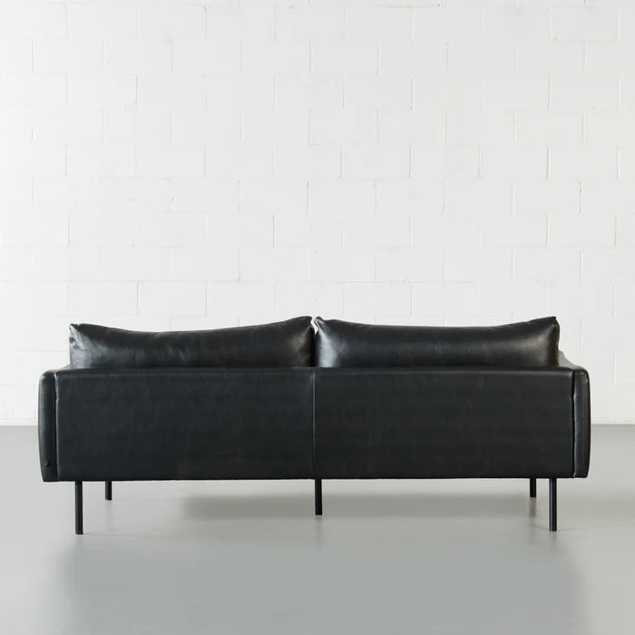 MAPLETON - Black Vegan Leather 3-Seater Sofa