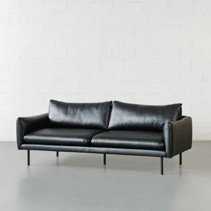 MAPLETON - Black Vegan Leather 3-Seater Sofa