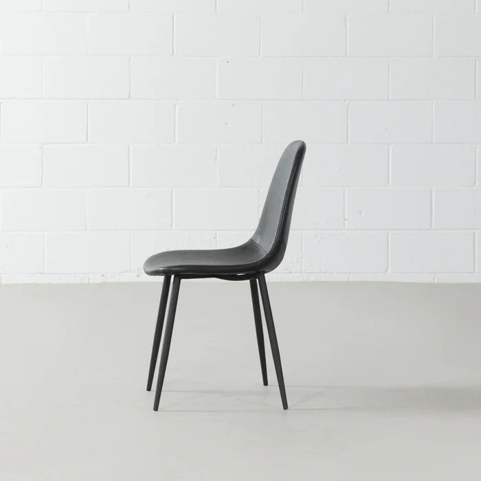 MILAN - Black Vintage Leather Dining Chair