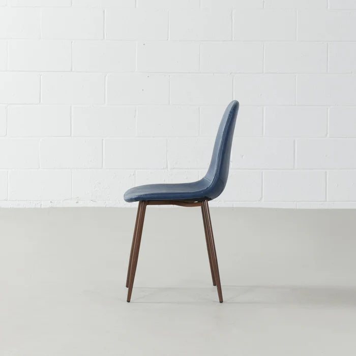 MILAN - Blue Leather Dining Chair