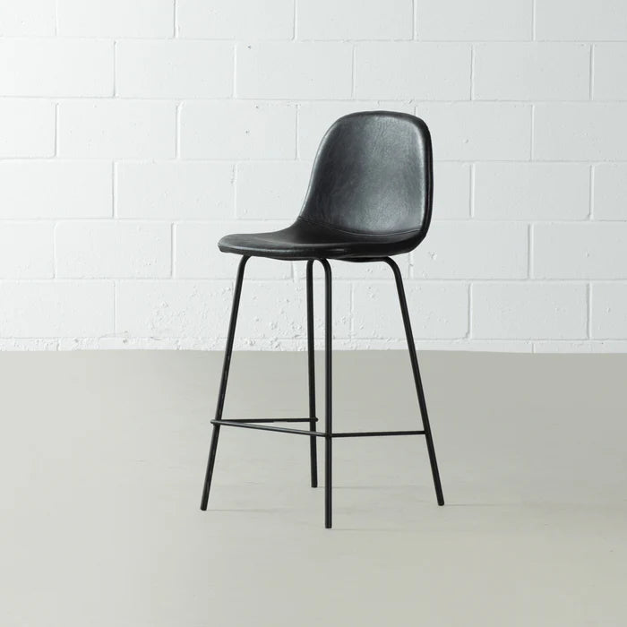 MILAN - Black Leather Bar Stool