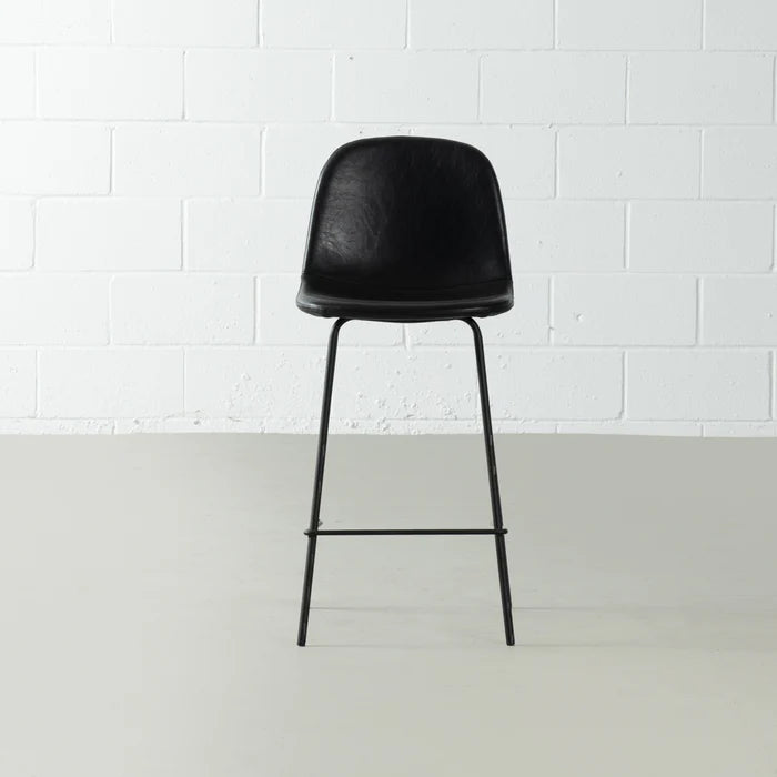 MILAN - Black Leather Bar Stool