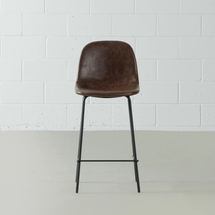 MILAN - Brown Leather Bar Stool