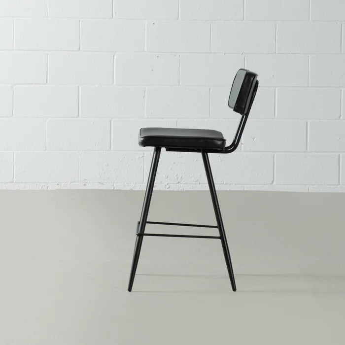 BLAKE - Black Leather Counter Stool