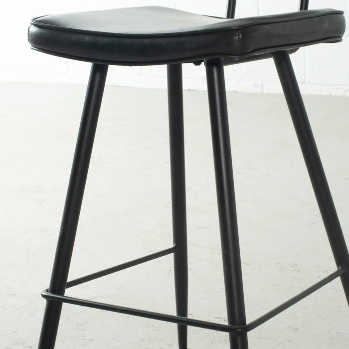 BLAKE - Black Leather Counter Stool