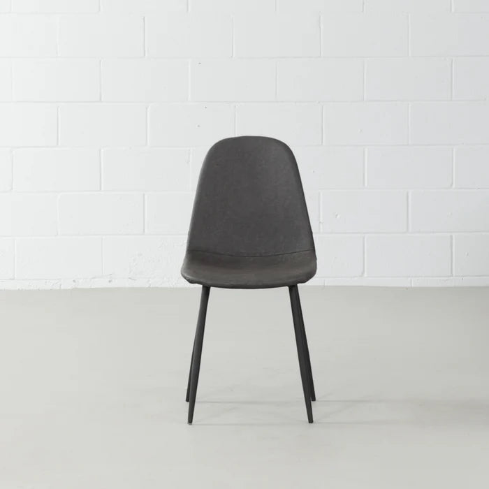 MILAN - Dark Grey Leather Dining Chair