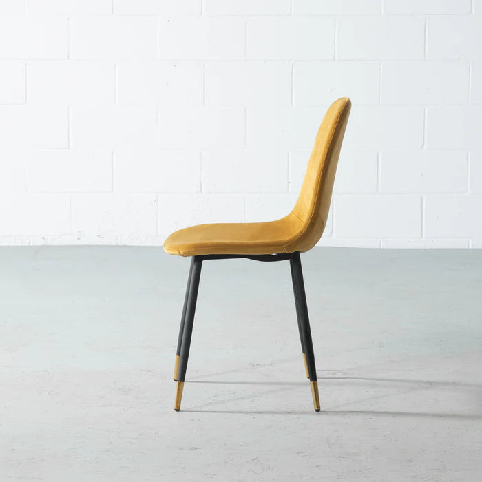 MILAN - Yellow Velvet Dining Chair