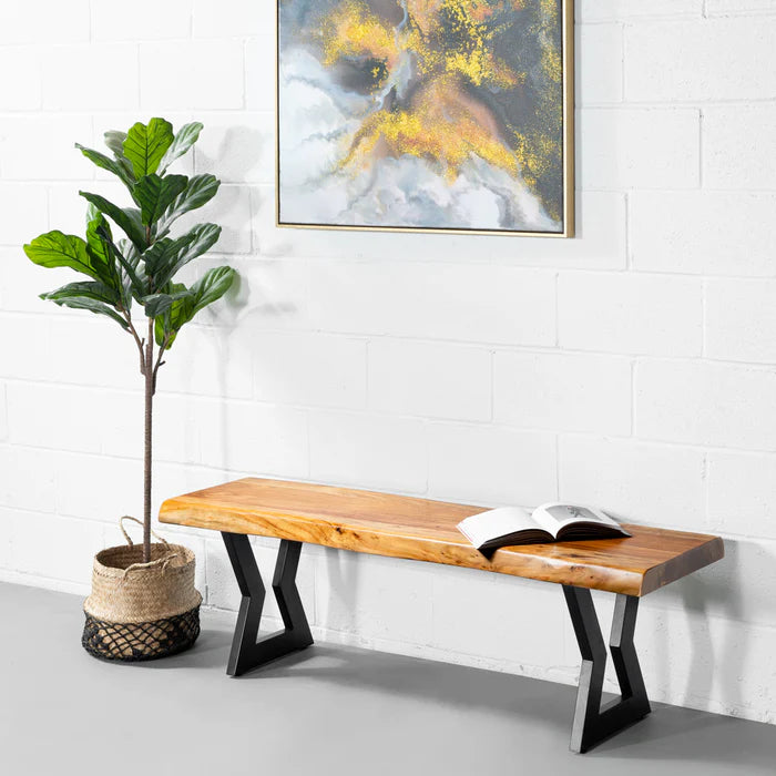 TIME - Acacia Live Edge Bench Hourglass Black