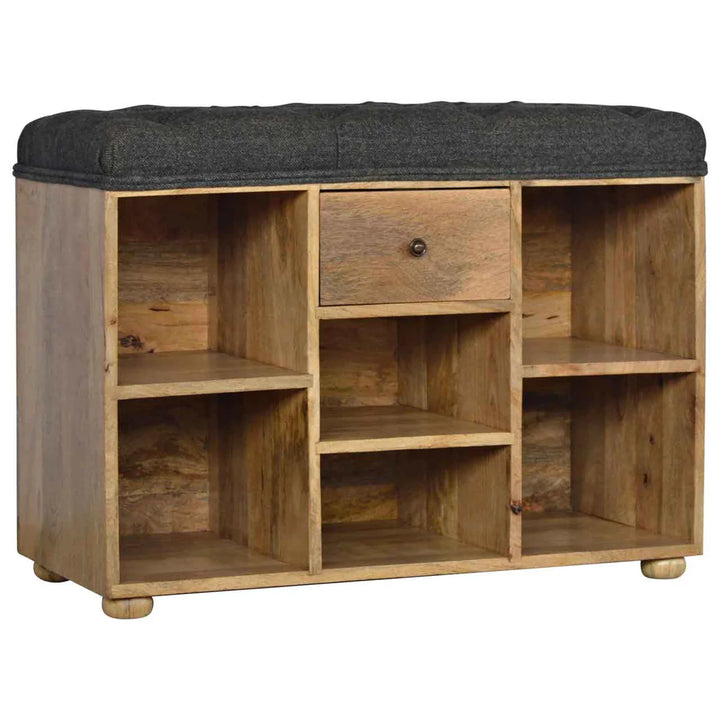 Black Tweed 1 Drawer Bench